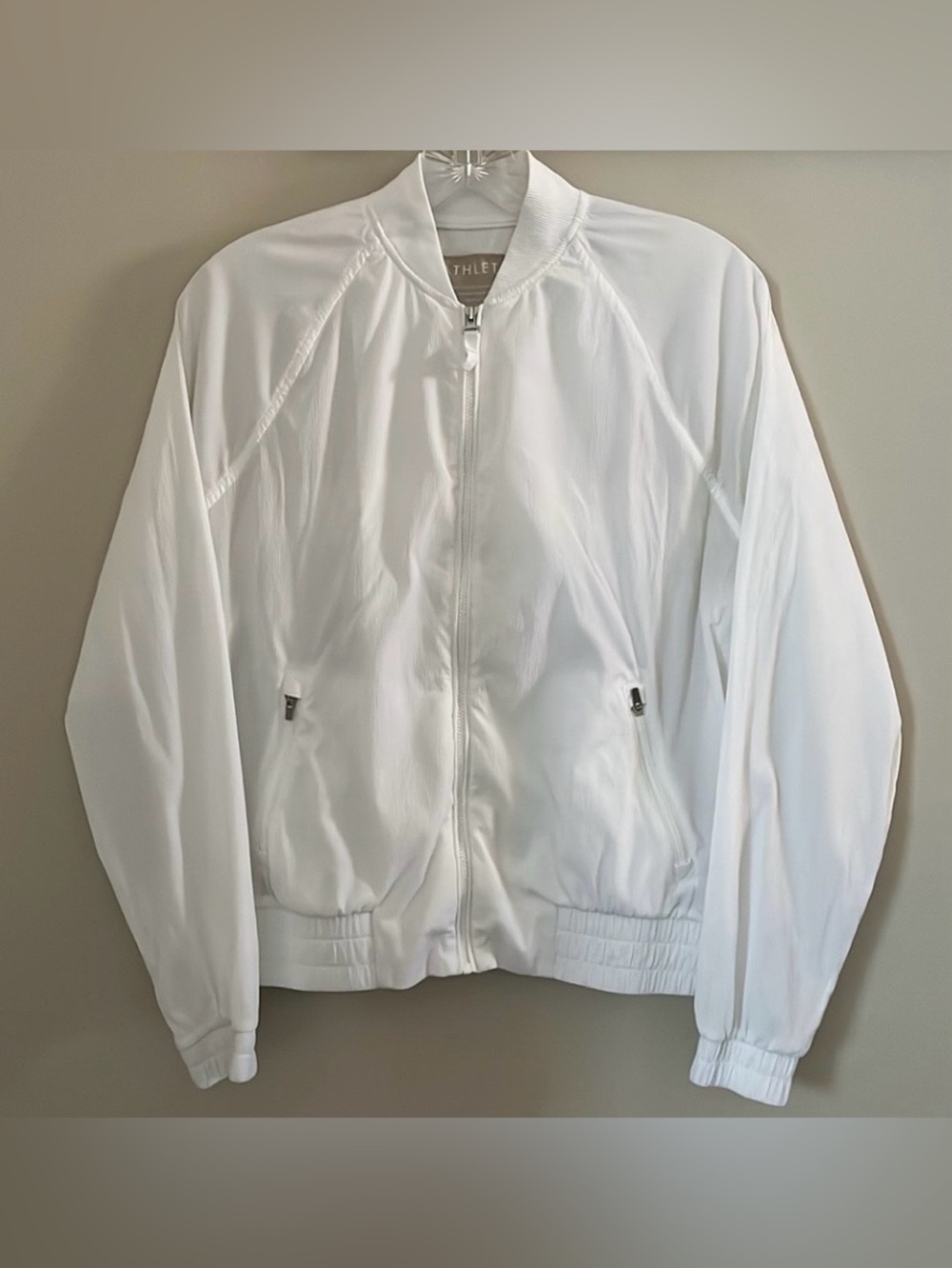 Athleta Amalfi Sheer White Bomber Jacket